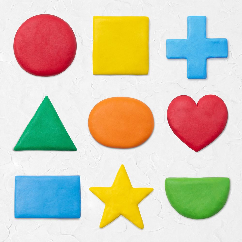 Dry clay geometric shapes psd colorful graphic for kids