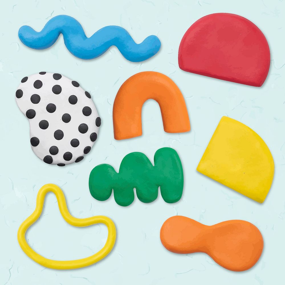 Abstract shape clay craft vector textured colorful DIY creative art set