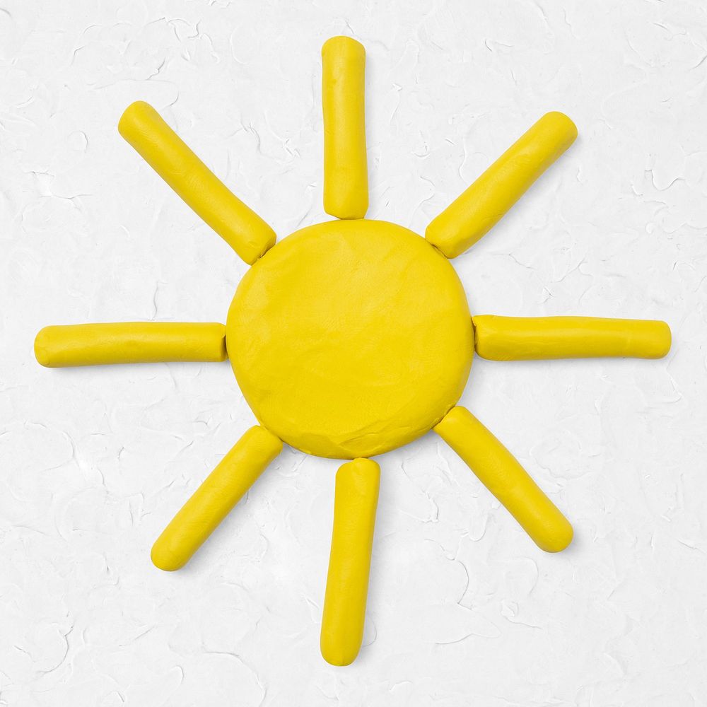 Yellow sun clay craft psd cute handmade creative art graphic