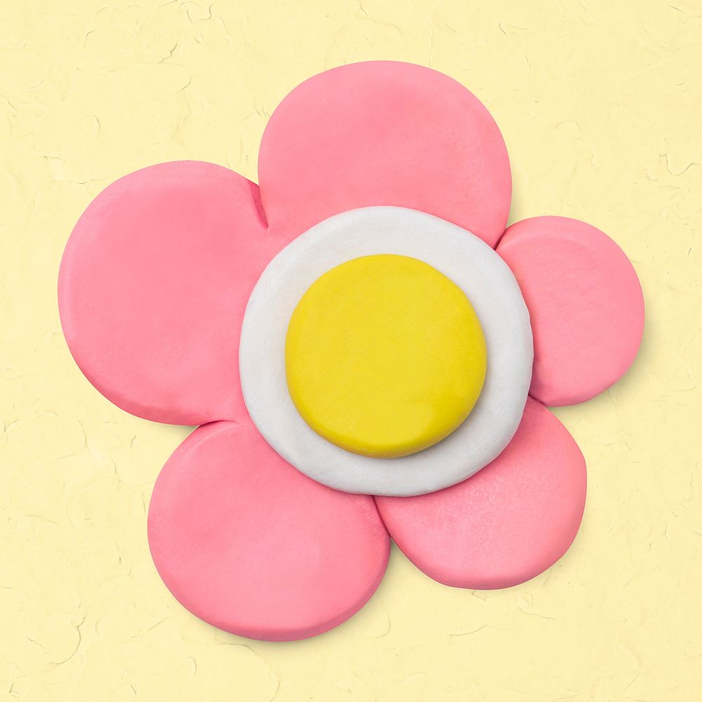 Pink flower clay craft psd cute nature handmade creative art graphic