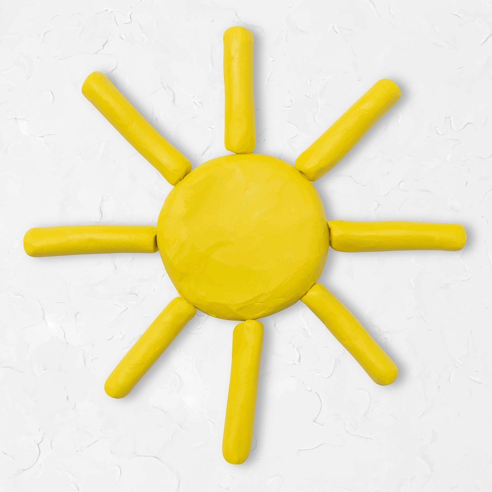Yellow sun clay craft vector cute handmade creative art graphic