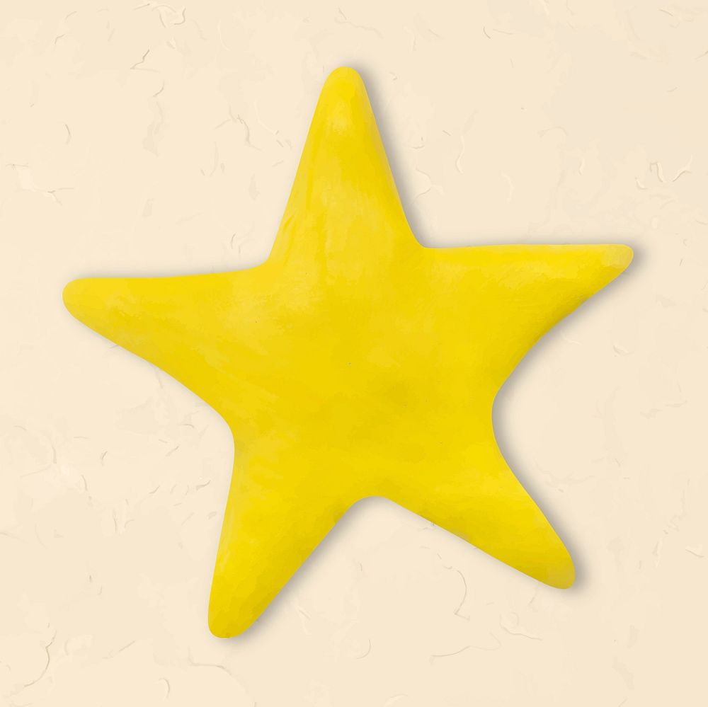Yellow star clay craft vector cute handmade creative art graphic