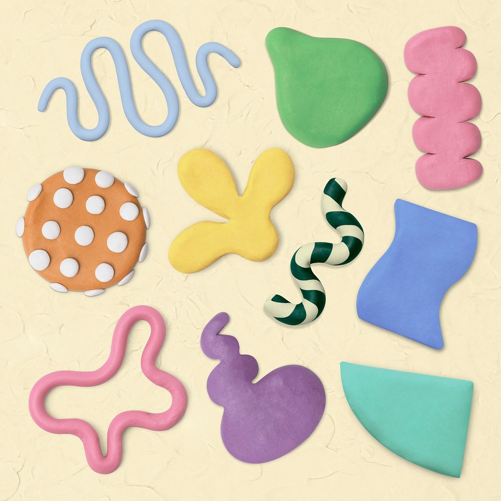 Abstract shape clay craft psd textured colorful DIY creative art set
