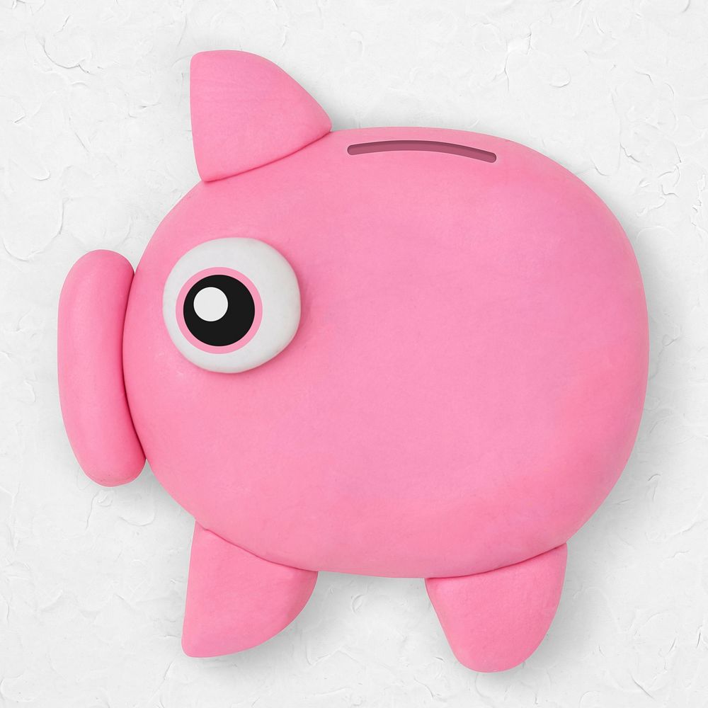 Piggy bank clay icon psd cute handmade finance creative craft graphic