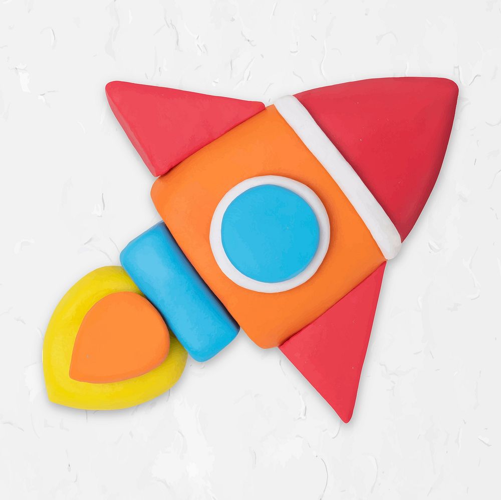 Space rocket clay icon vector cute handmade education creative craft graphic