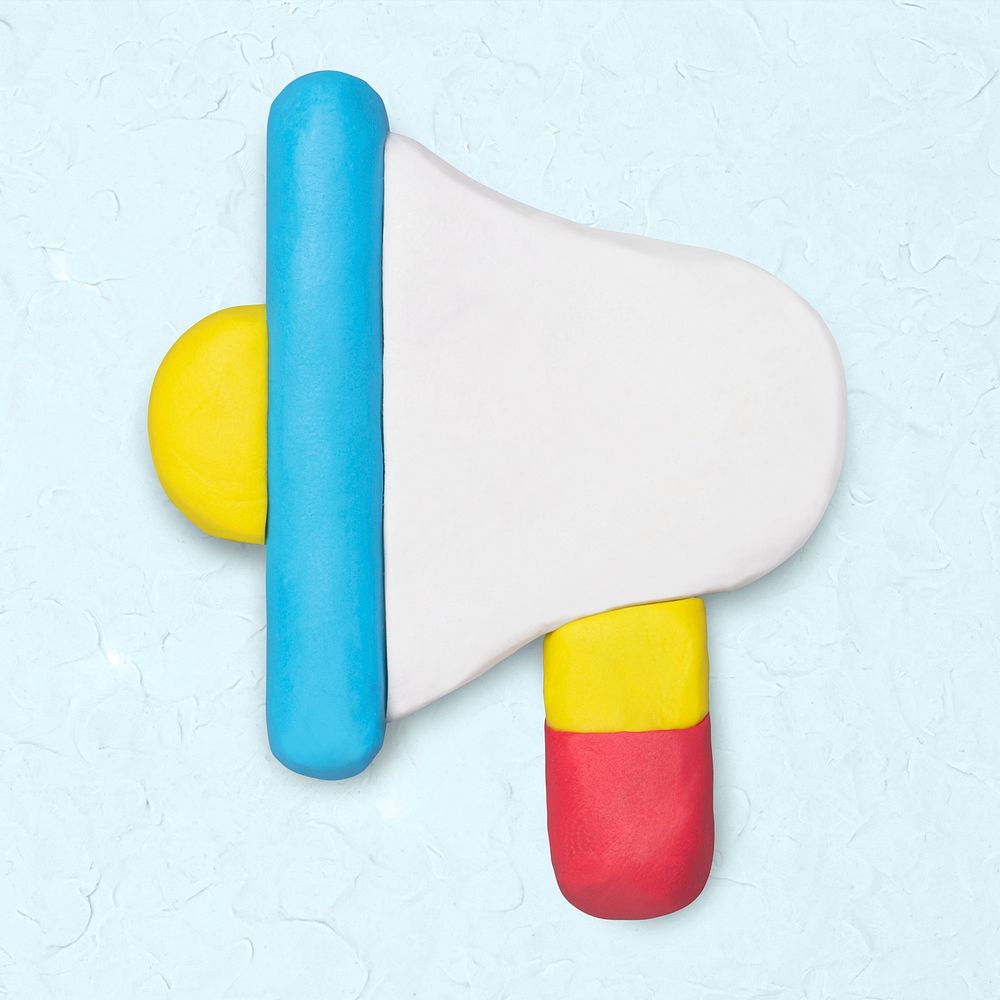 Megaphone clay icon psd cute handmade marketing creative craft graphic