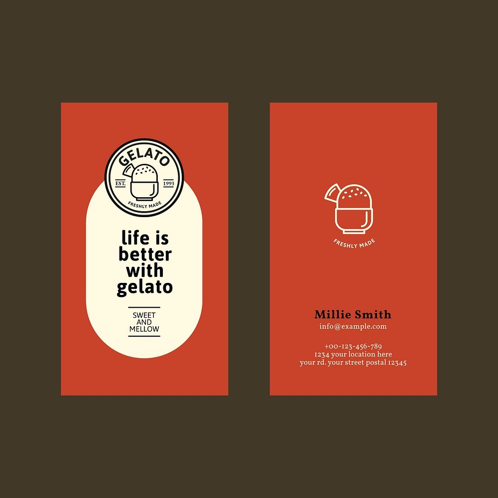 Gelato business card template psd in red