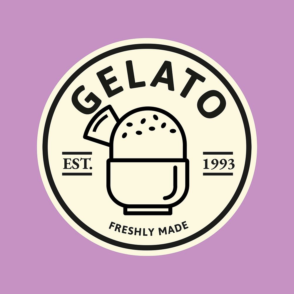 Gelato business logo psd in cute doodle style