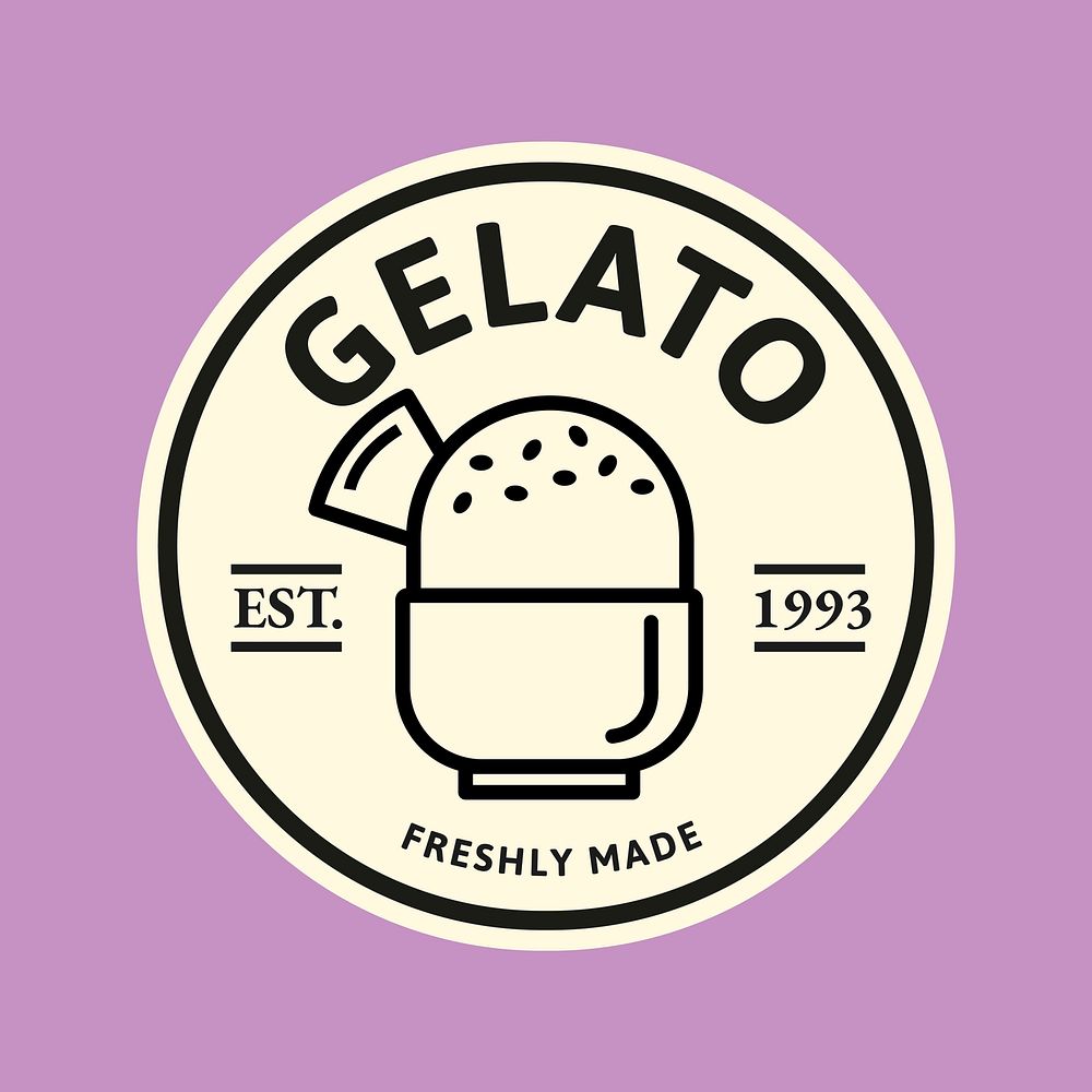 Gelato business logo vector in cute doodle style