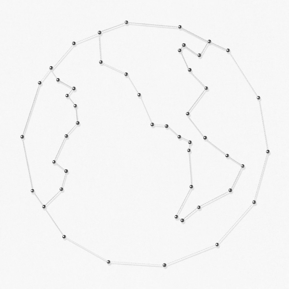 Earth, geometric connecting dots psd design, global communication concept