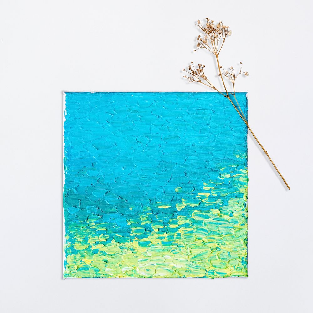 Canvas mockup psd with beautiful acrylic painting