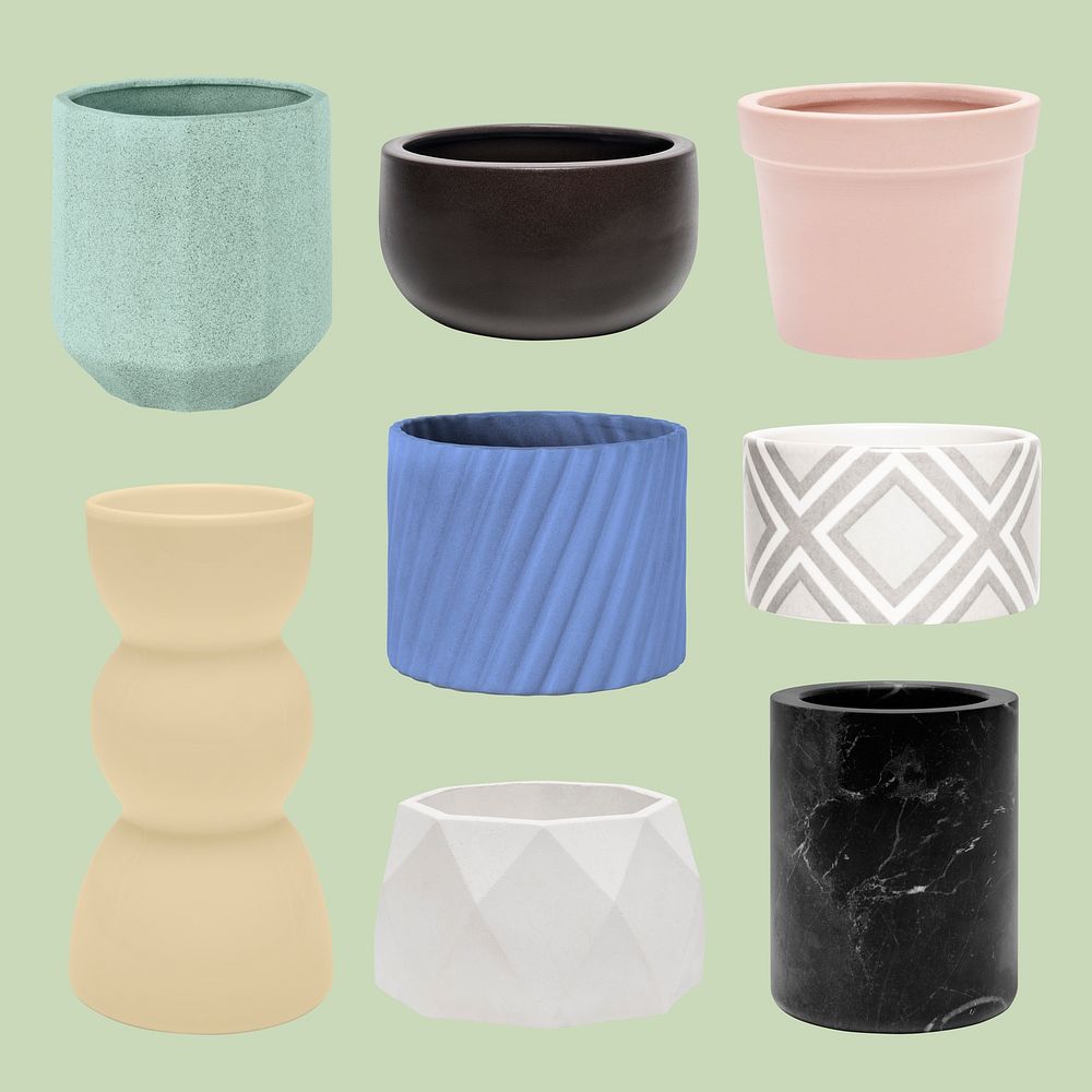 Variety of plant pots psd for house plants