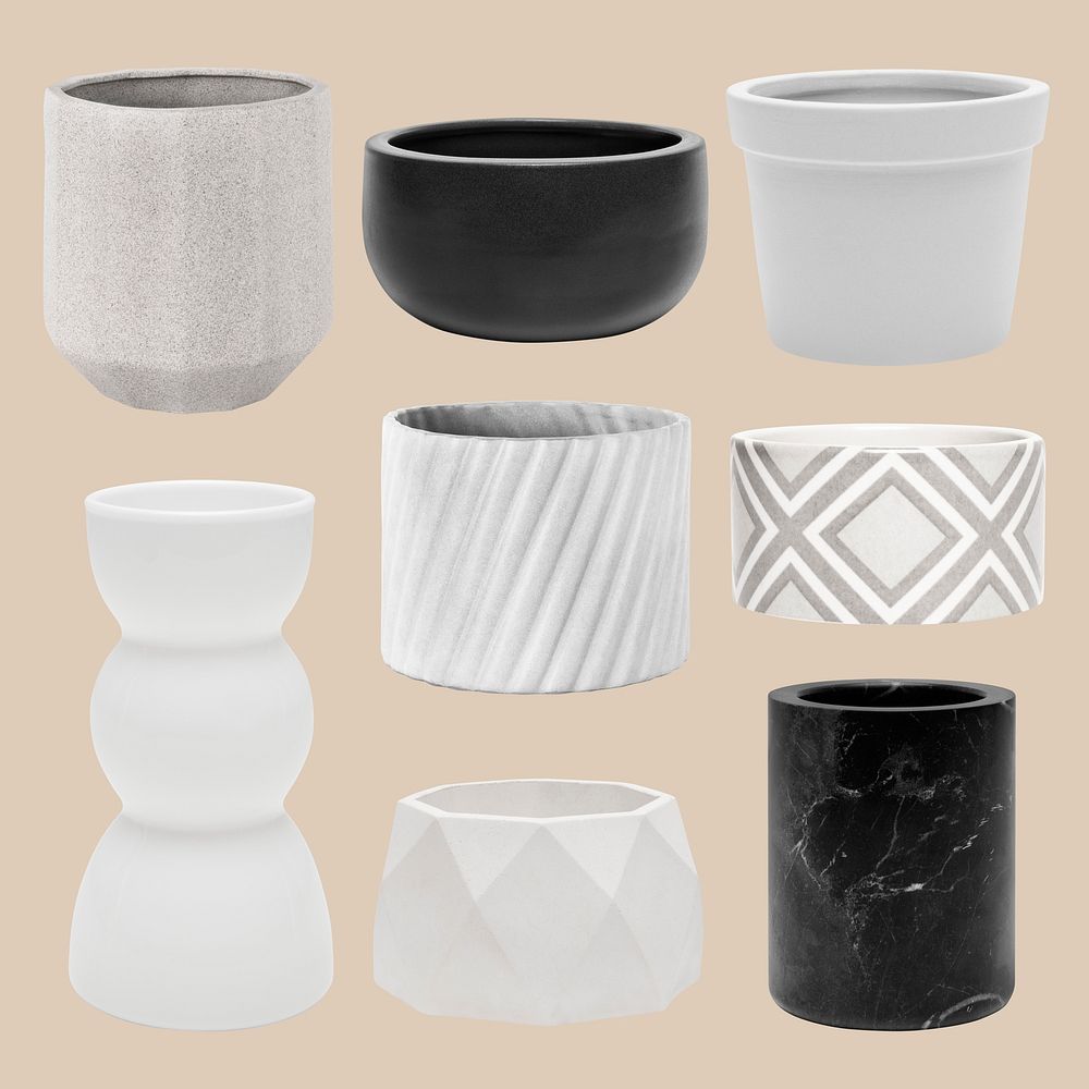 Variety of plant pots psd for house plants