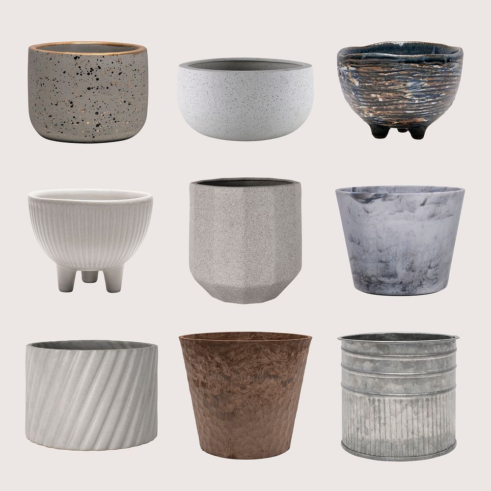 Variety of plant pots psd for house plants
