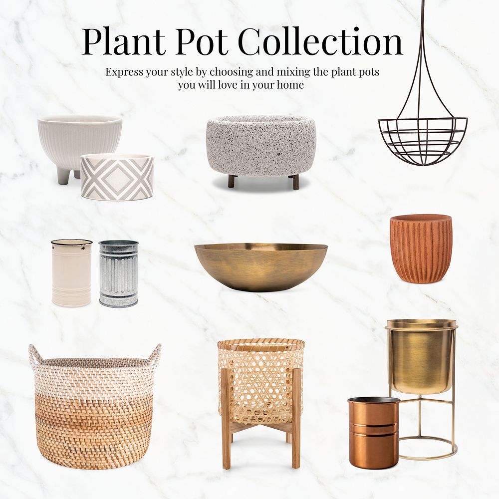 Plant pot psd collection for home decor
