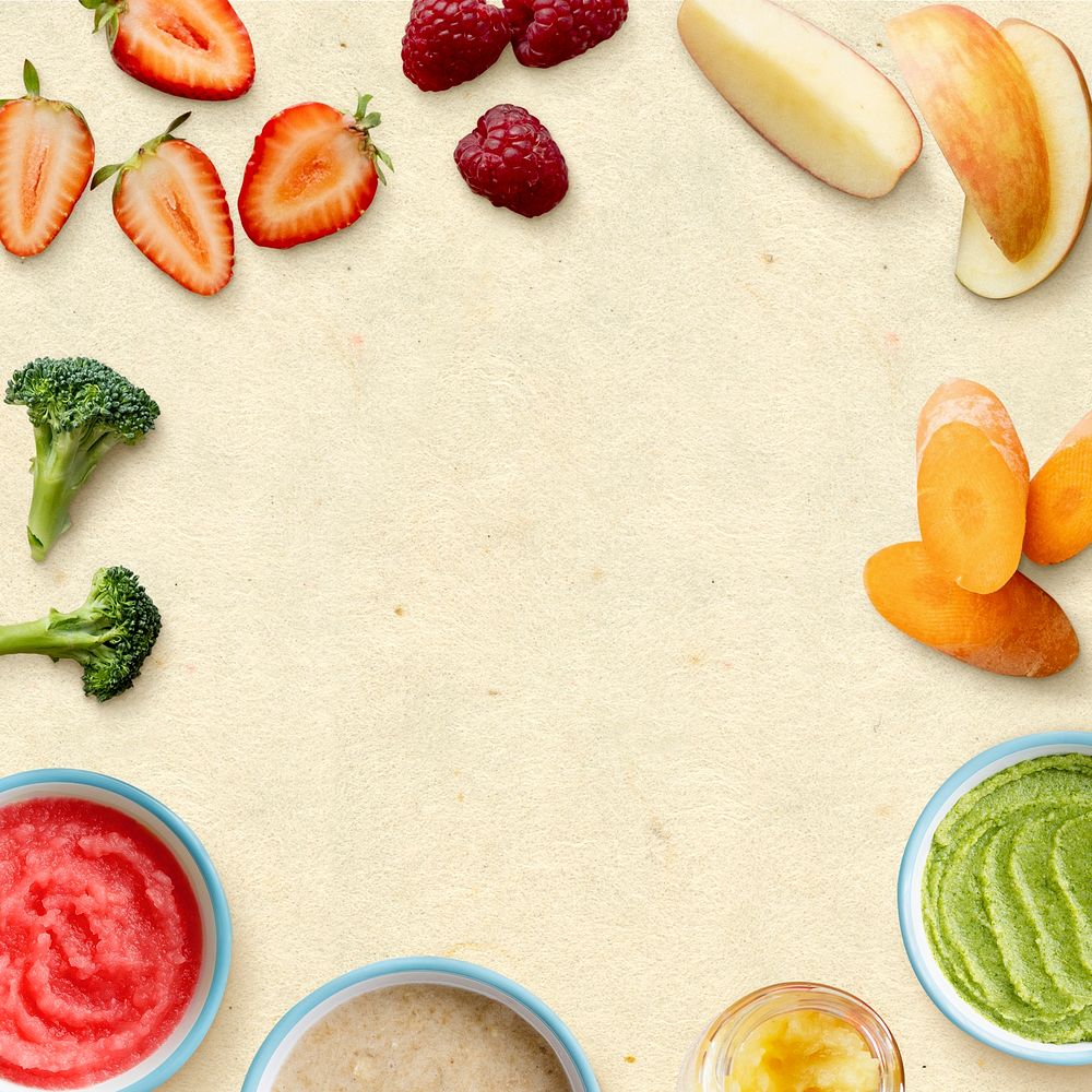 Baby food frame healthy puree and snacks