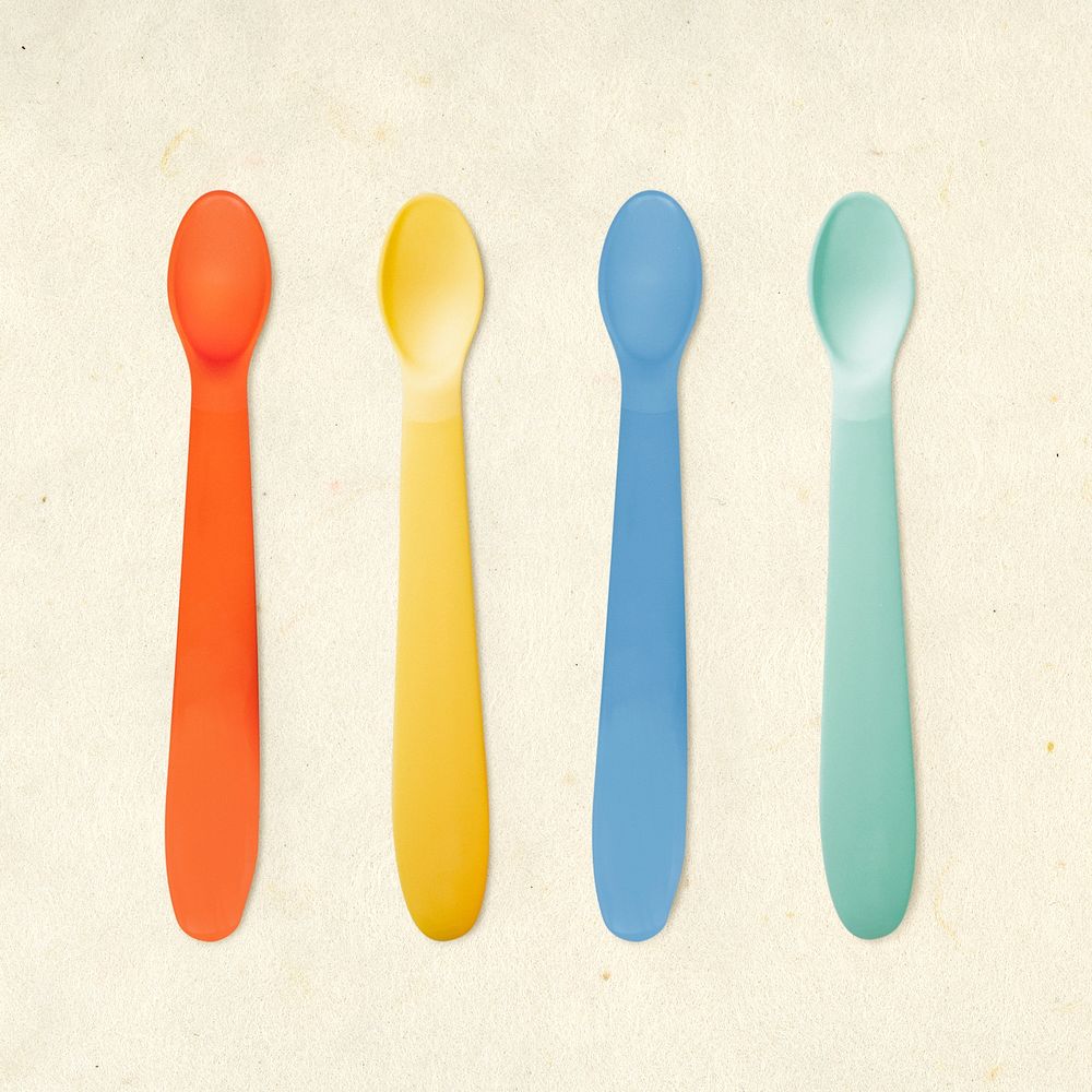 Baby feeding spoon psd plastic colorful set