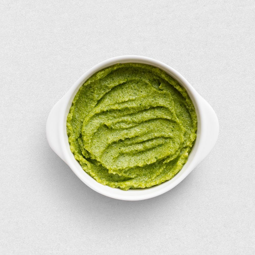 Broccoli puree psd baby food, organic homemade recipe