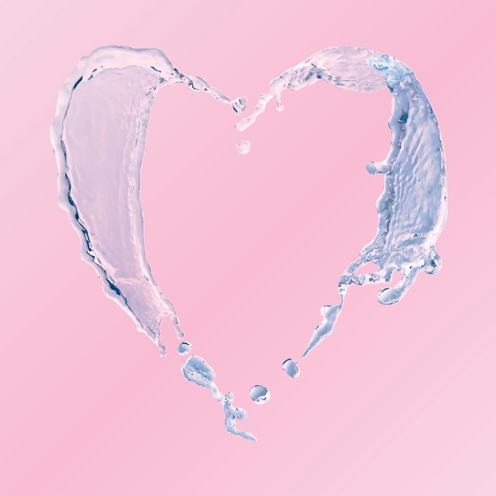 Water heart element, splashing vector clipart