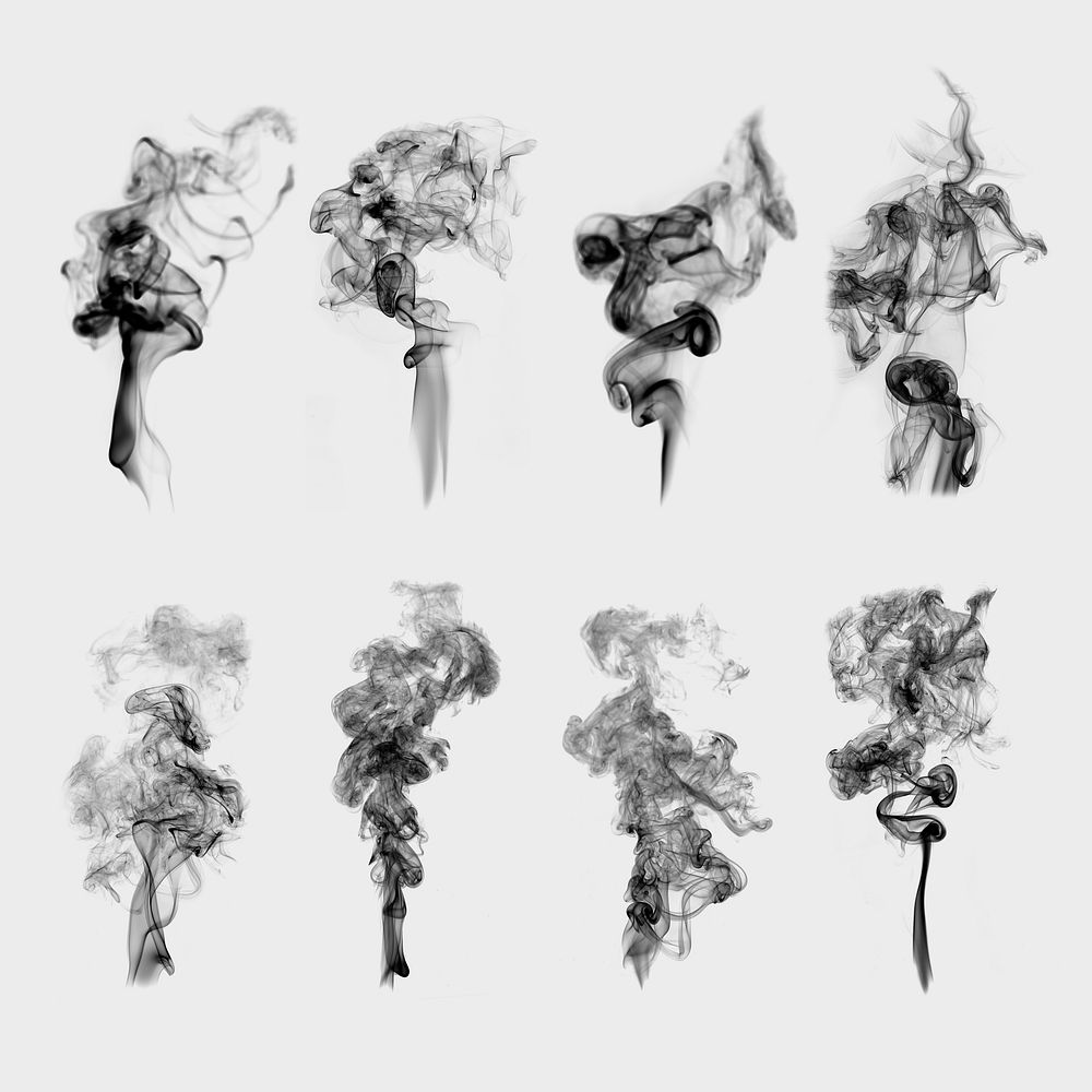 Smoke textured element psd, in black realistic design set