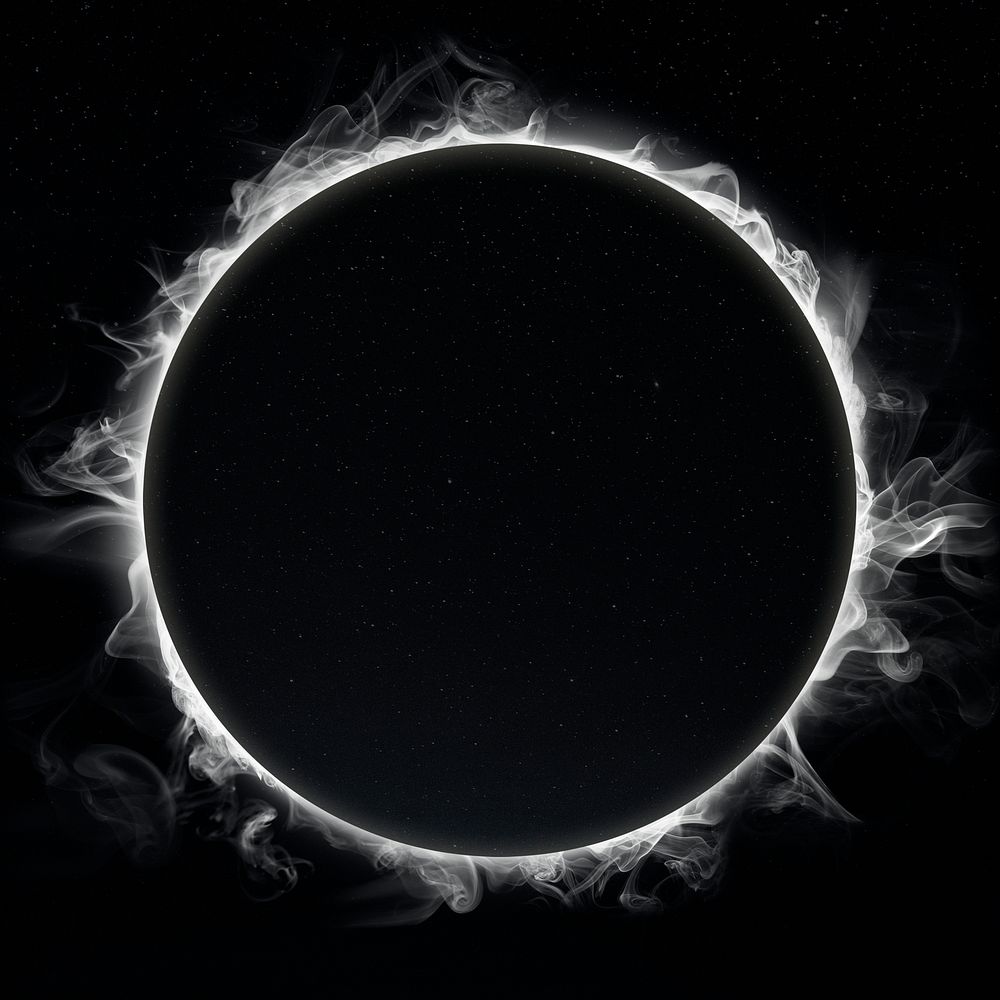 Eclipse frame aesthetic psd, smoke black circle shape design