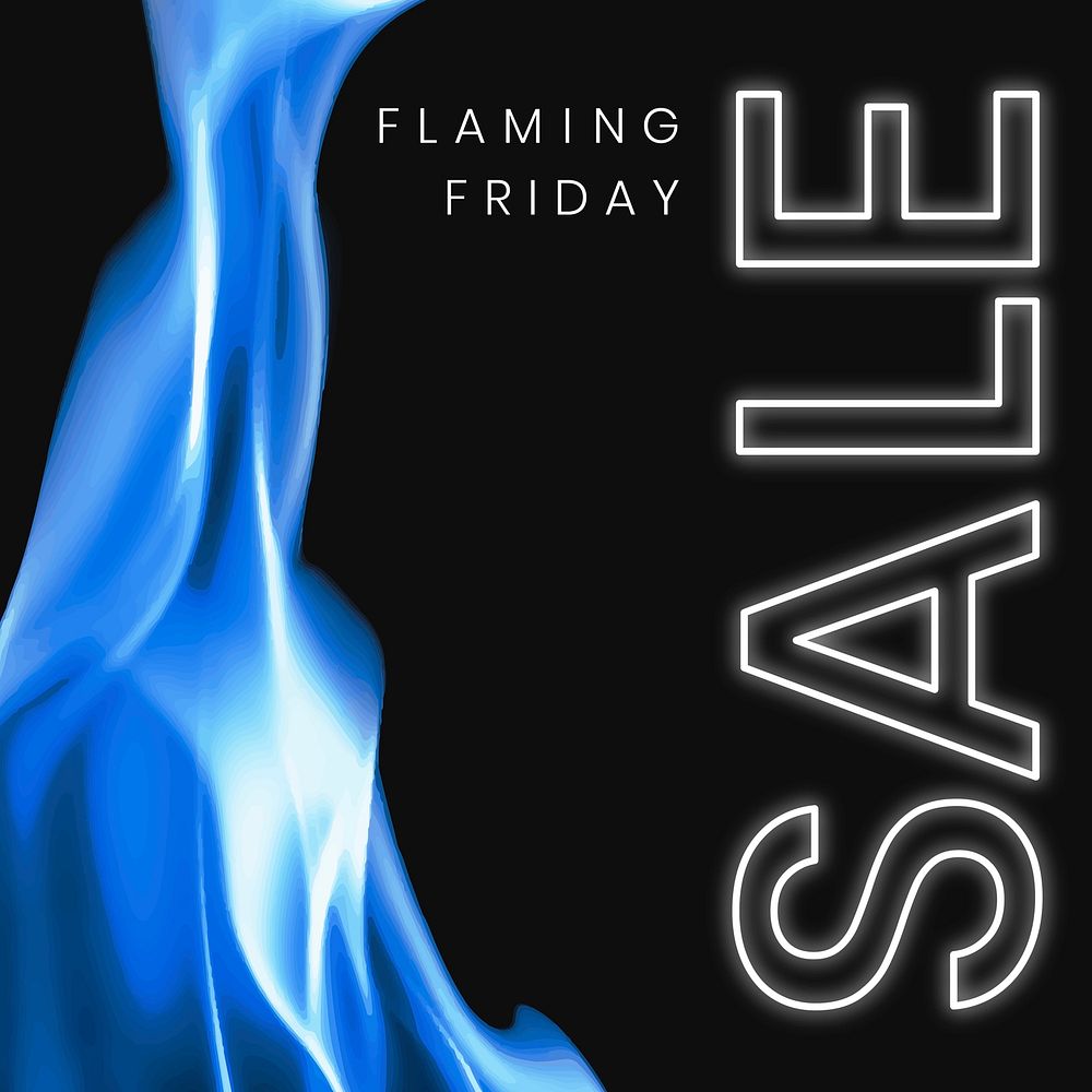 Aesthetic sale template, realistic flame image for business advertisement vector