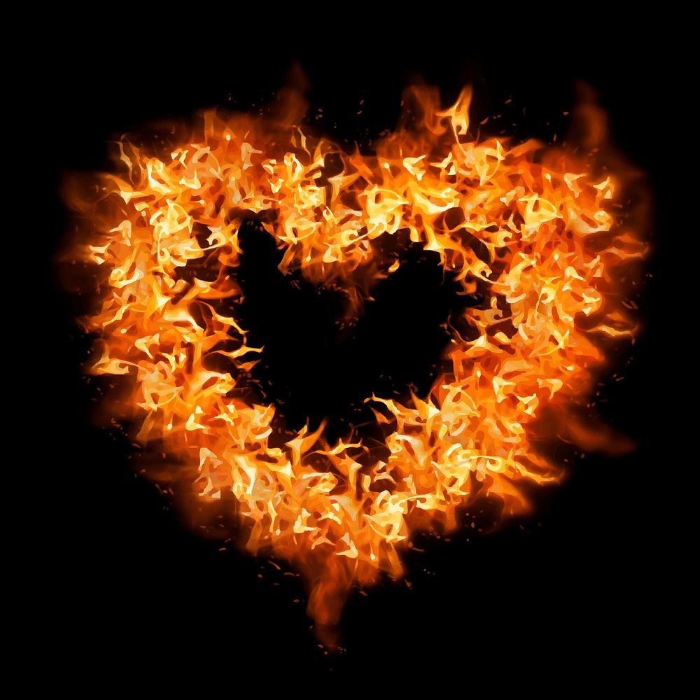 Heart flame sticker, orange creative design vector