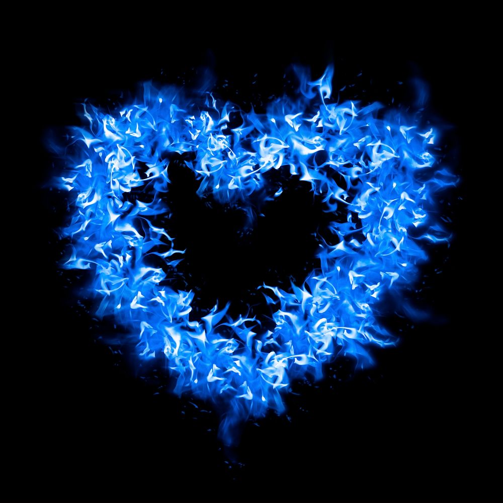 Heart flame sticker, blue creative design psd