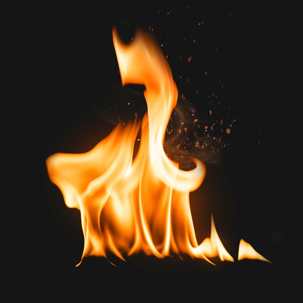 Flame sticker, realistic torch fire image psd