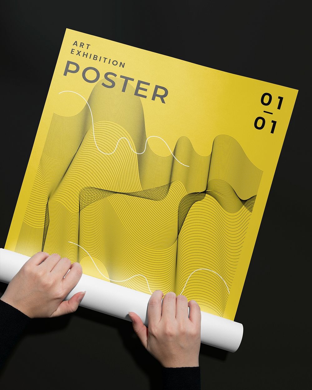 Poster mockup psd, stationery flat lay design, abstract design