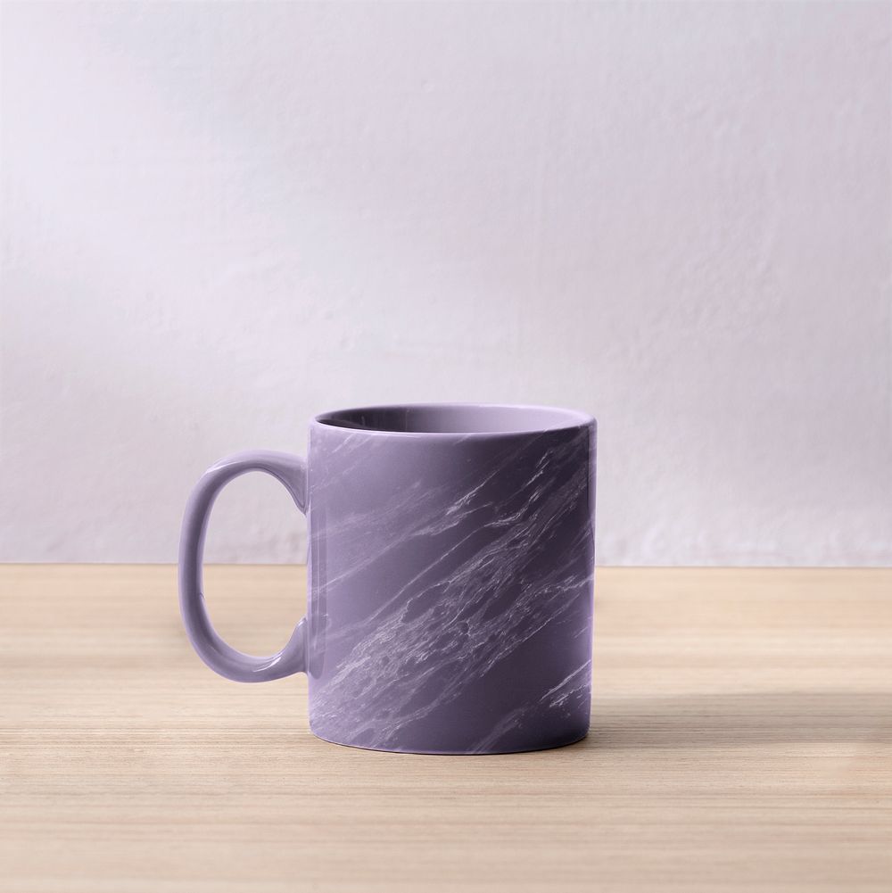 Purple marble coffee mug, minimal design