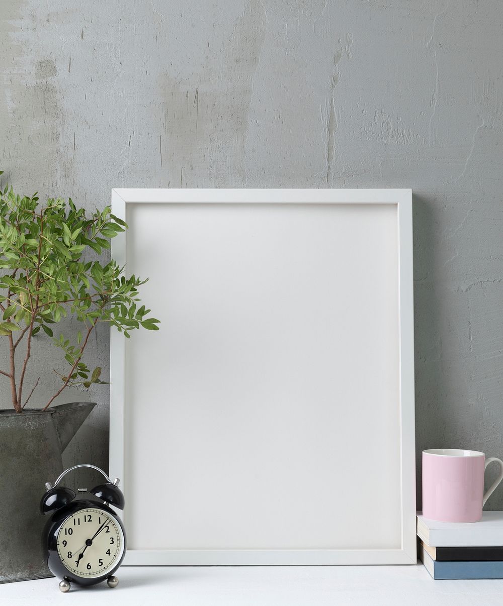 White frame, blank space, simple home decor