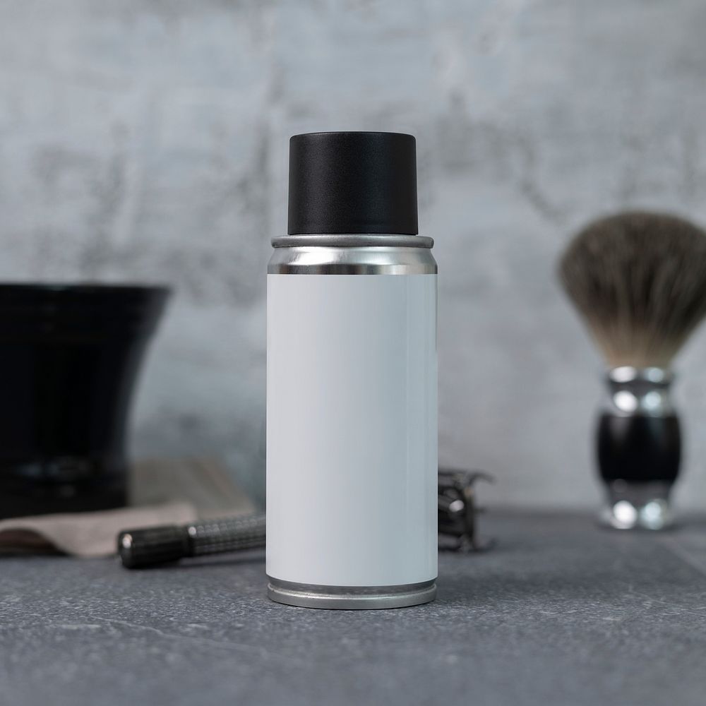 Grooming spray can, men&rsquo;s product packaging