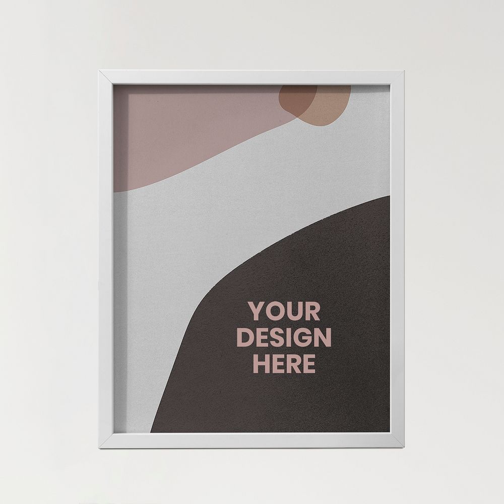 Picture frame mockup psd, abstract artwork in black and pink