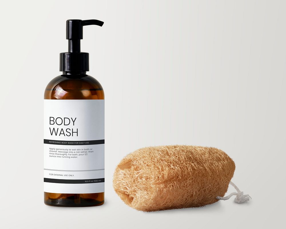 Pump bottle mockup, body wash product packaging psd