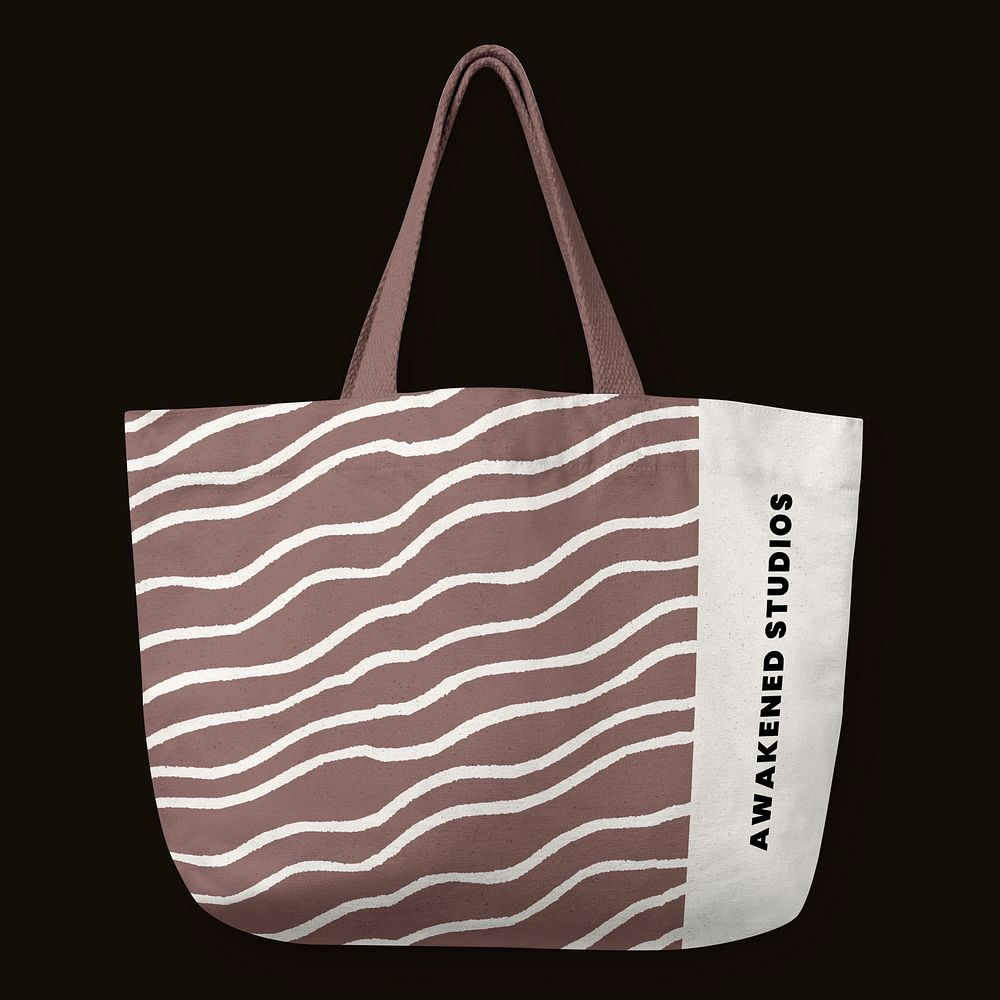 Tote bag mockup, printed striped pattern, realistic design psd