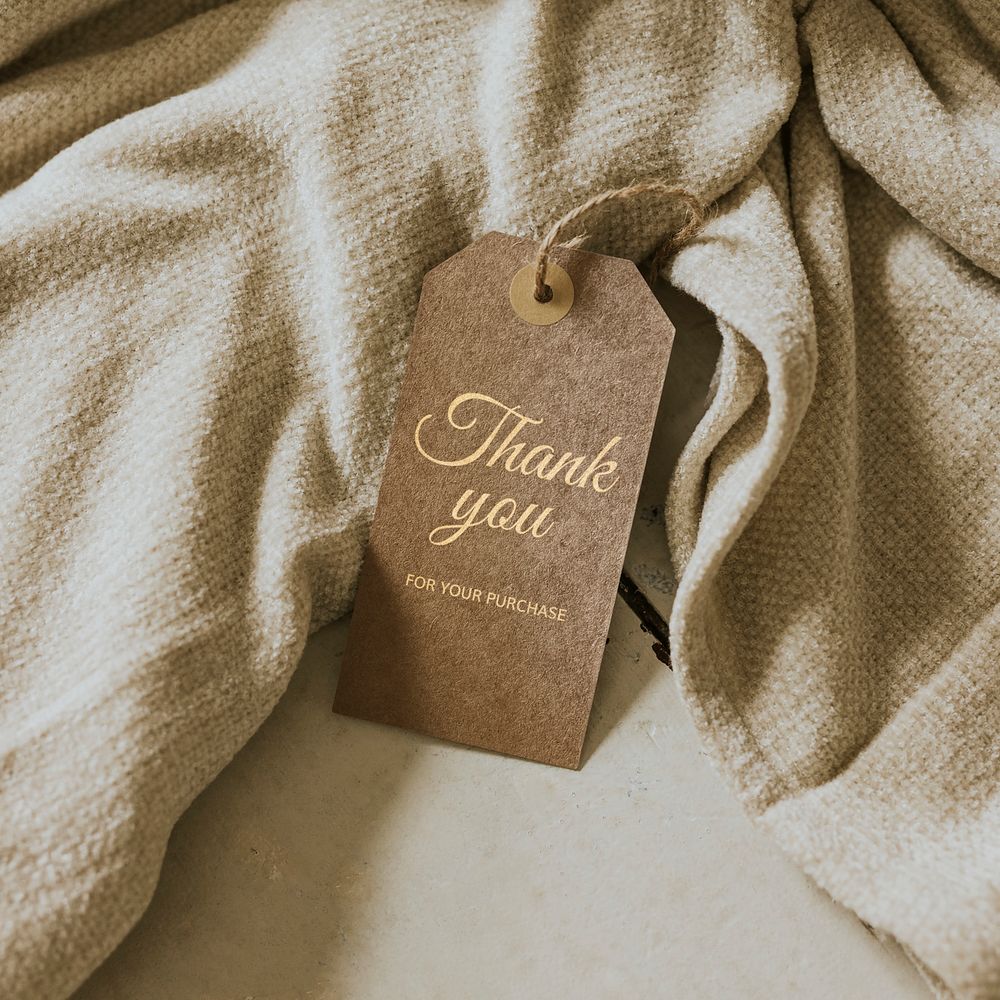Thank you label mockup psd, paper tag