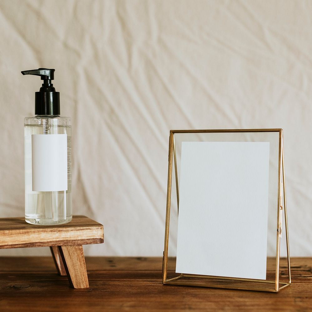 Beauty product with blank frame, aesthetic display