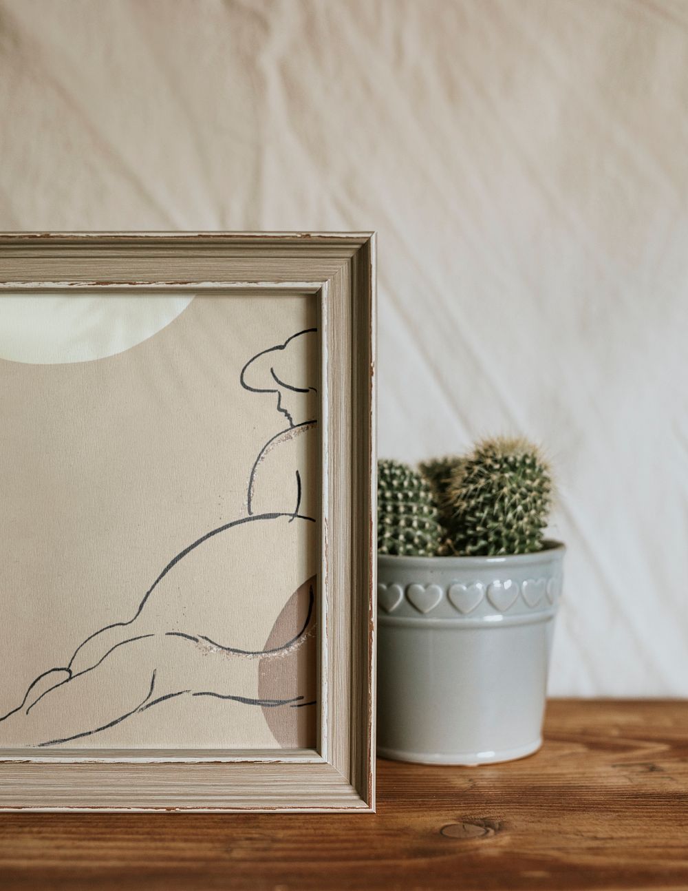 Picture frame mockup psd, aesthetic nude illustration 