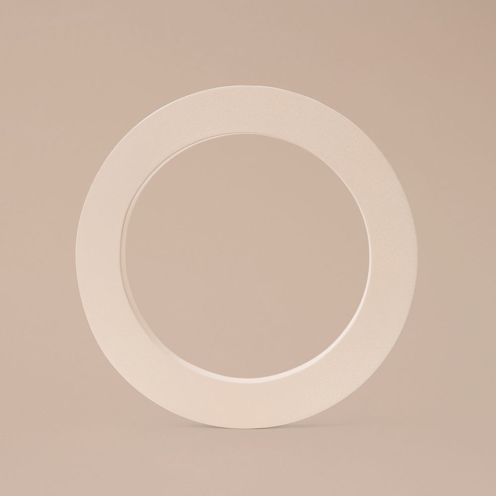 Beige round frame, geometric shape sticker, isolated object design psd