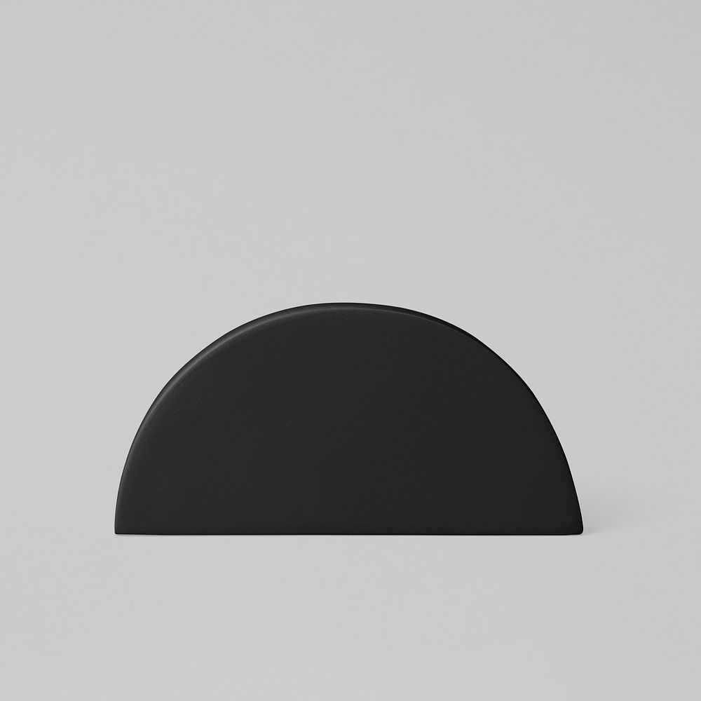 Black semicircle, geometric shape sticker, isolated object design psd