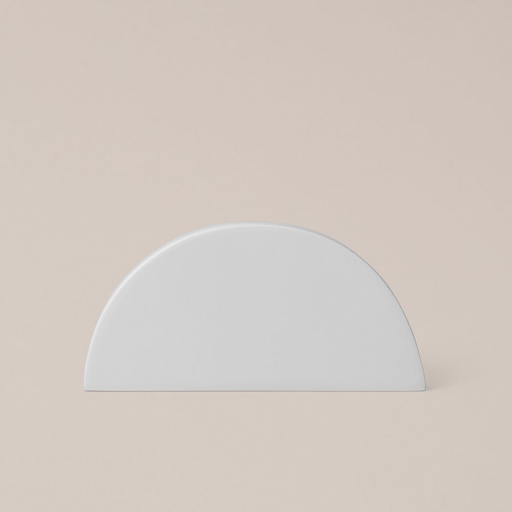 Gray semicircle, geometric shape sticker, isolated object design psd