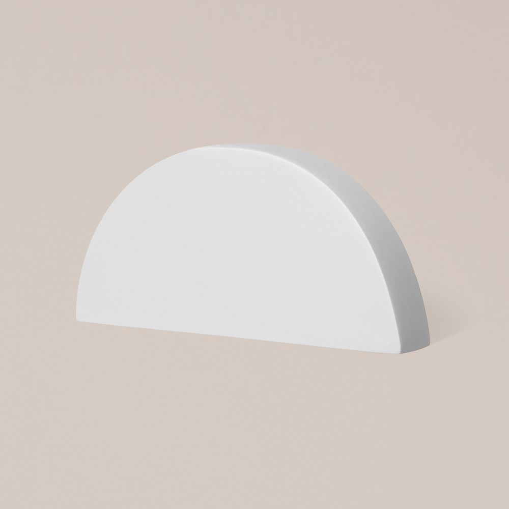 Gray semicircle, geometric shape sticker, isolated object design psd