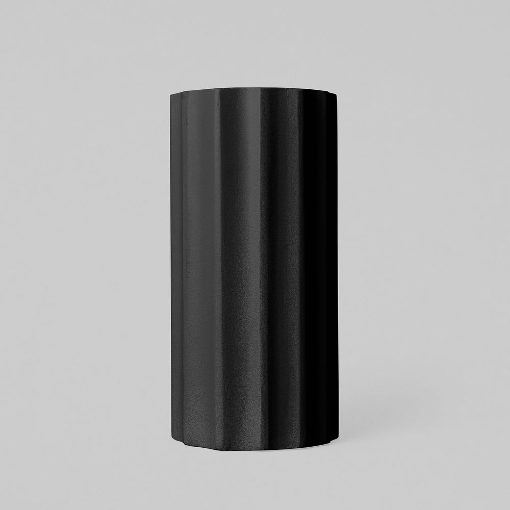 Black cylinder shape, geometric design element