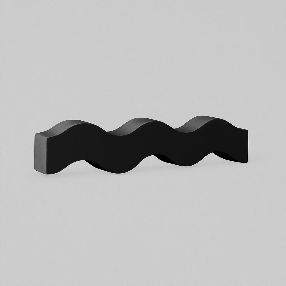 Black wavy, geometric shape sticker, isolated object design psd