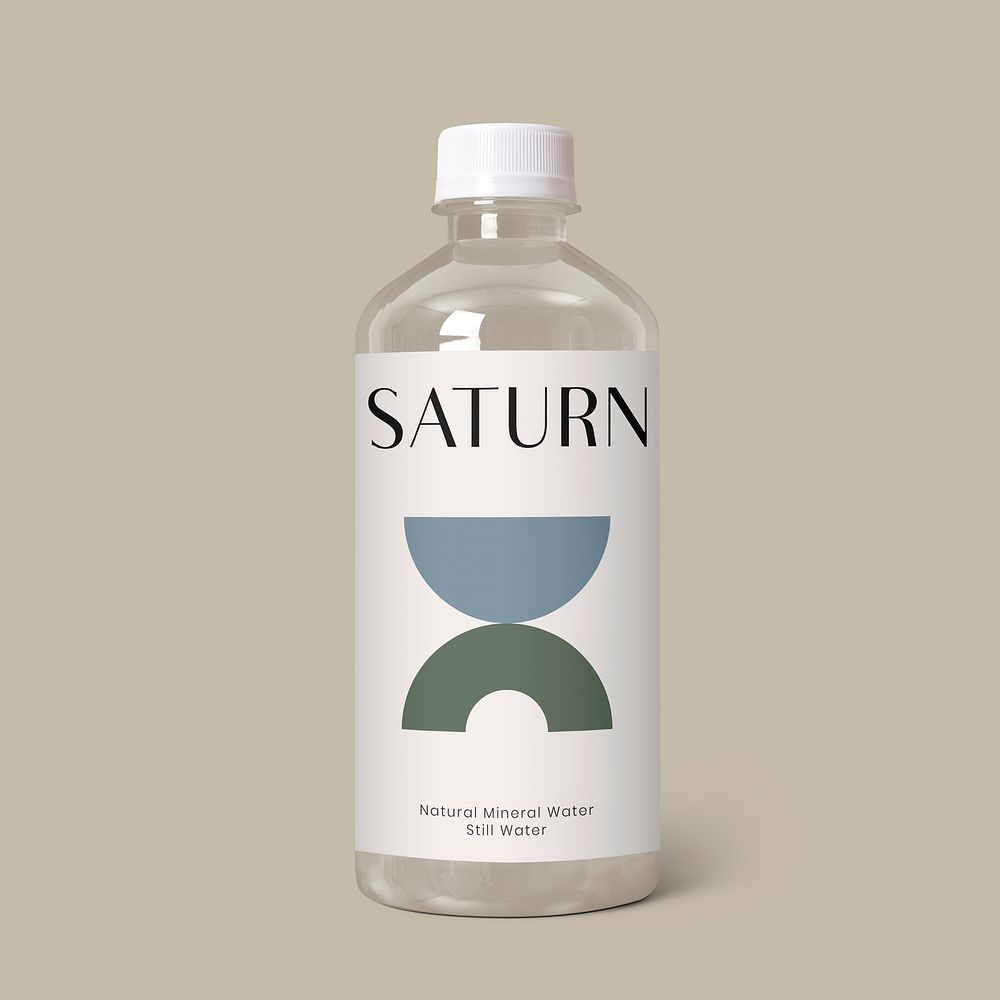 Sparkling water bottle with aesthetic label, product branding design