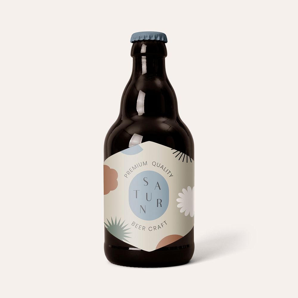 Beer label mockup psd, beverage product packaging, isolated object design
