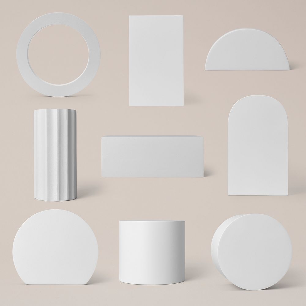 Gray geometric shape sticker, isolated object design psd set