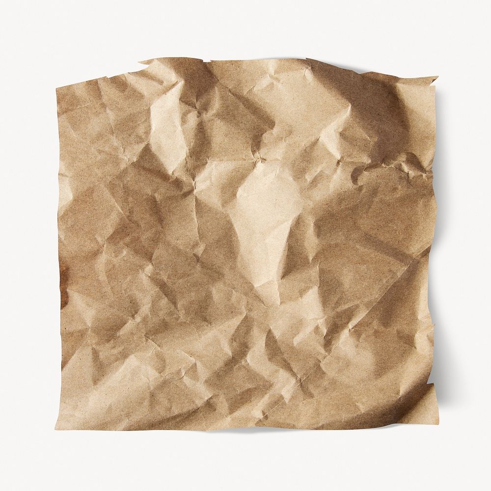 Beige crumpled craft paper with copy space