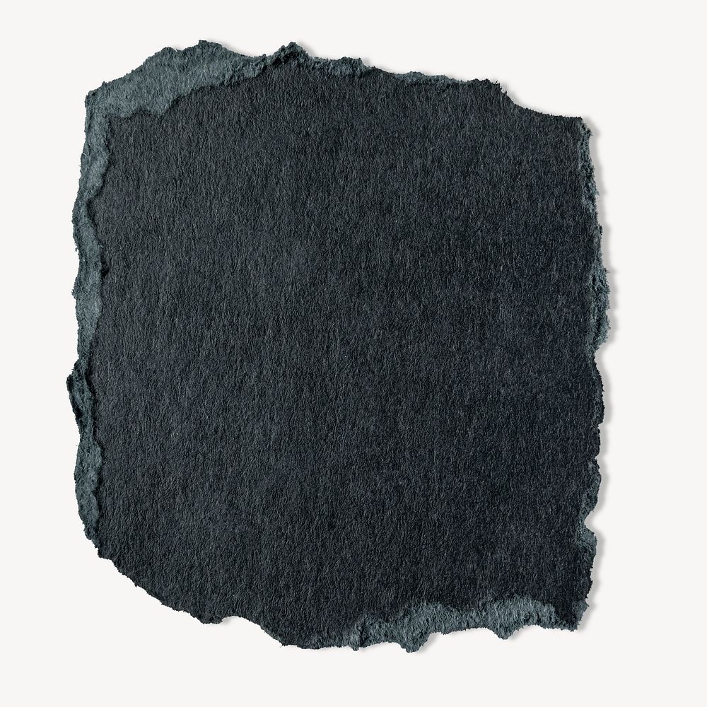 Torn black paper textured shape collage element psd